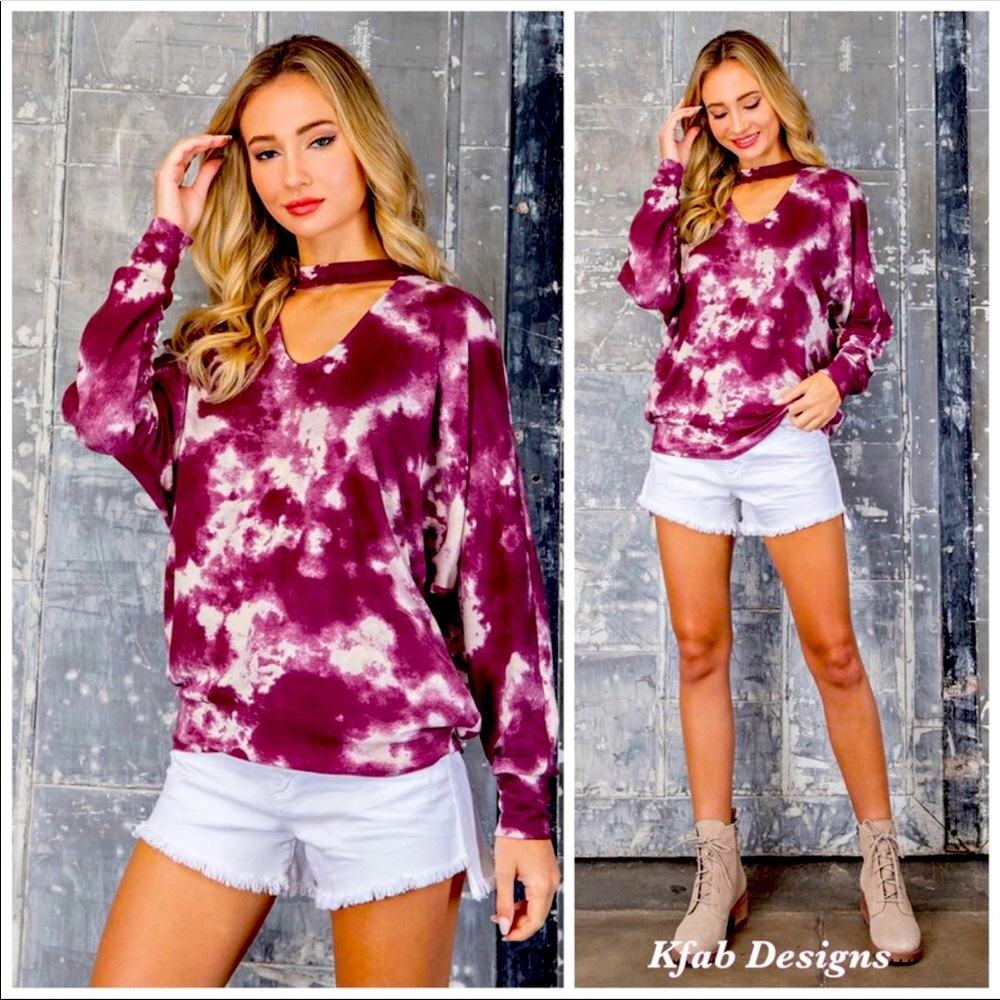 Gorgeous💜Tie-dye cross-bar top in amethyst/cream